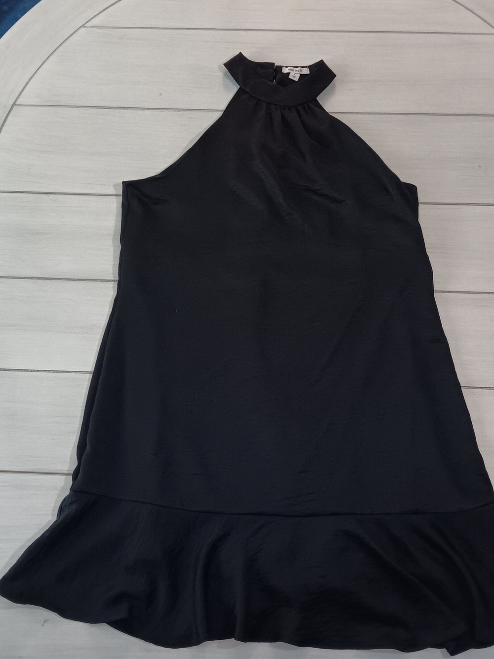 Nine West Black Halter Ruffle-Hem Dress